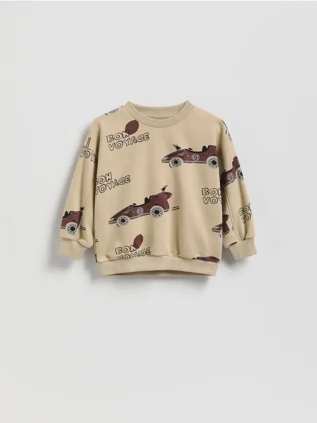 Felpa oversize stampata - beige