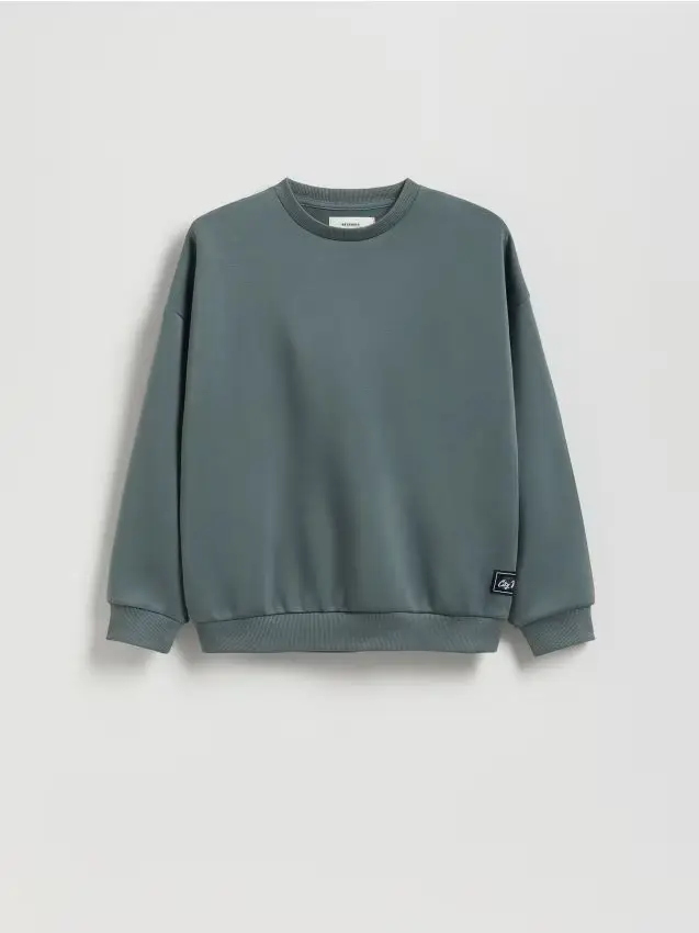 Felpa oversize stampata - verde acciaio