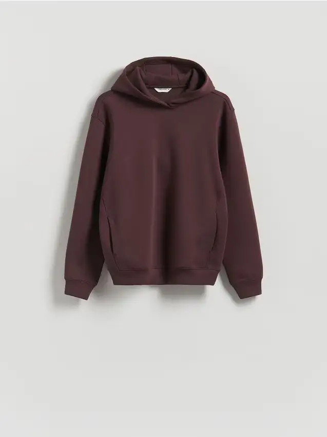 Felpa regular con cappuccio - mogano
