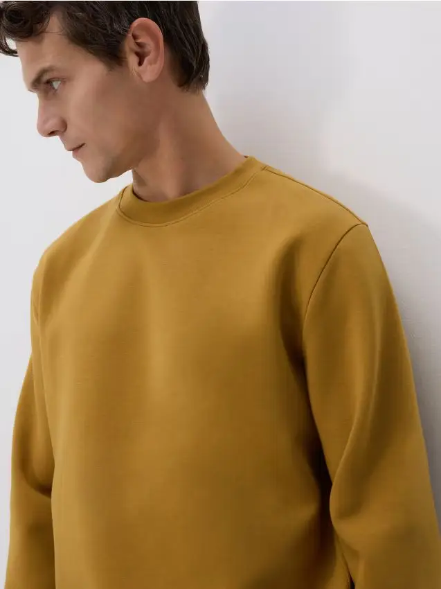 Felpa regular in cotone - senape