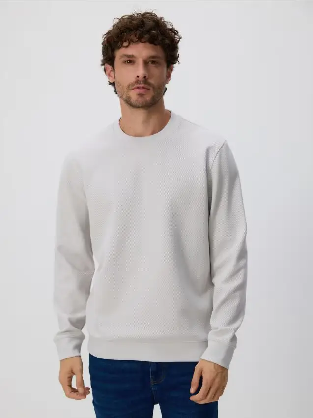 Felpa strutturata - grigio chiaro