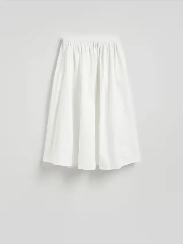 Flared midi skirt with box pleats - bianco