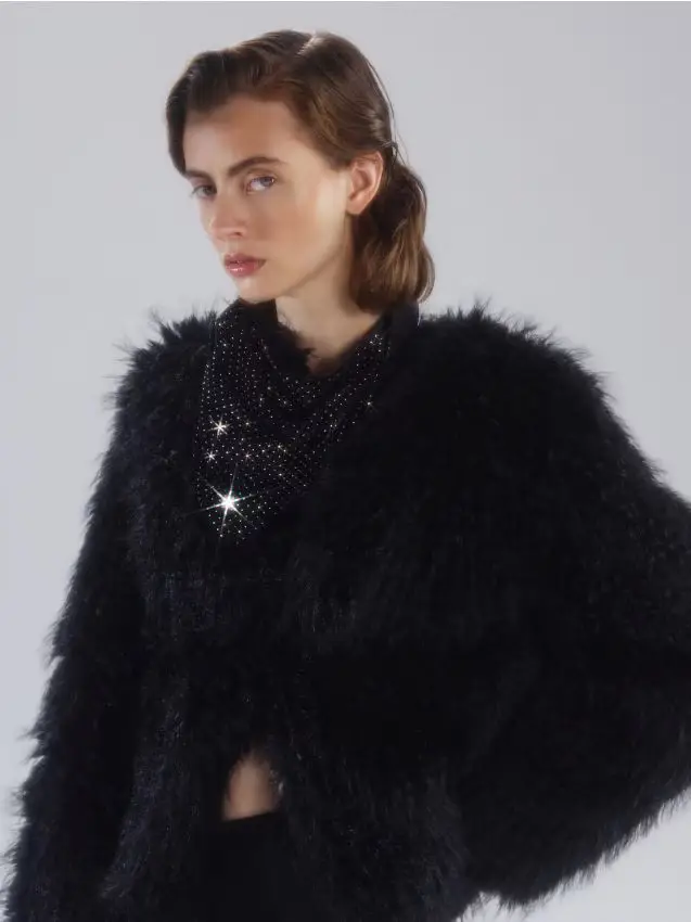 Foulard con strass - nero