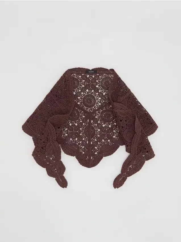 Foulard traforato in cotone - marrone scuro