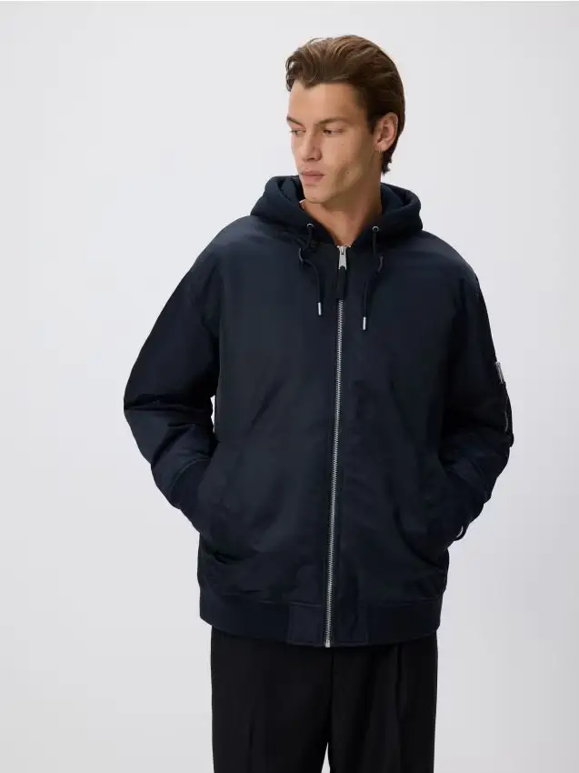 Giacca bomber con cappuccio - blu scuro