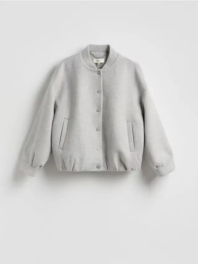 Giacca bomber in misto lana - grigio medio