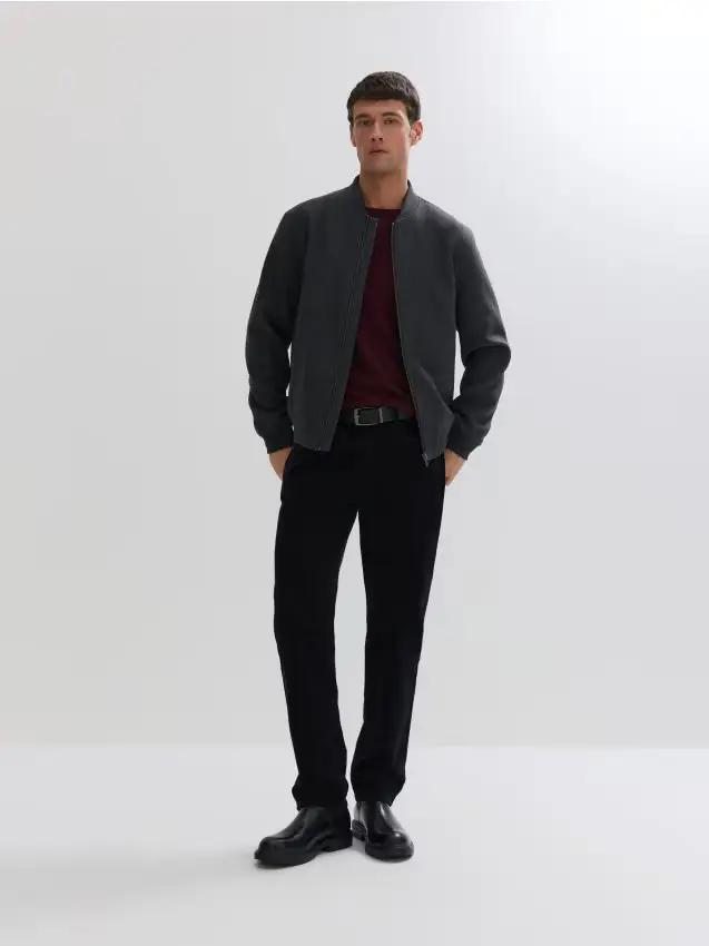 Giacca bomber in misto lana - grigio scuro