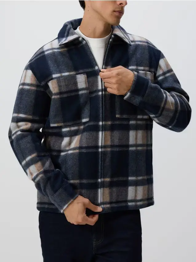 Giacca-camicia a quadri - blu scuro