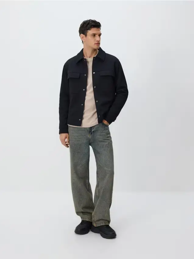 Giacca-camicia con colletto - nero