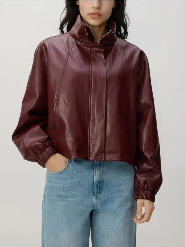 Giacca con colletto alto rigido - bordeaux