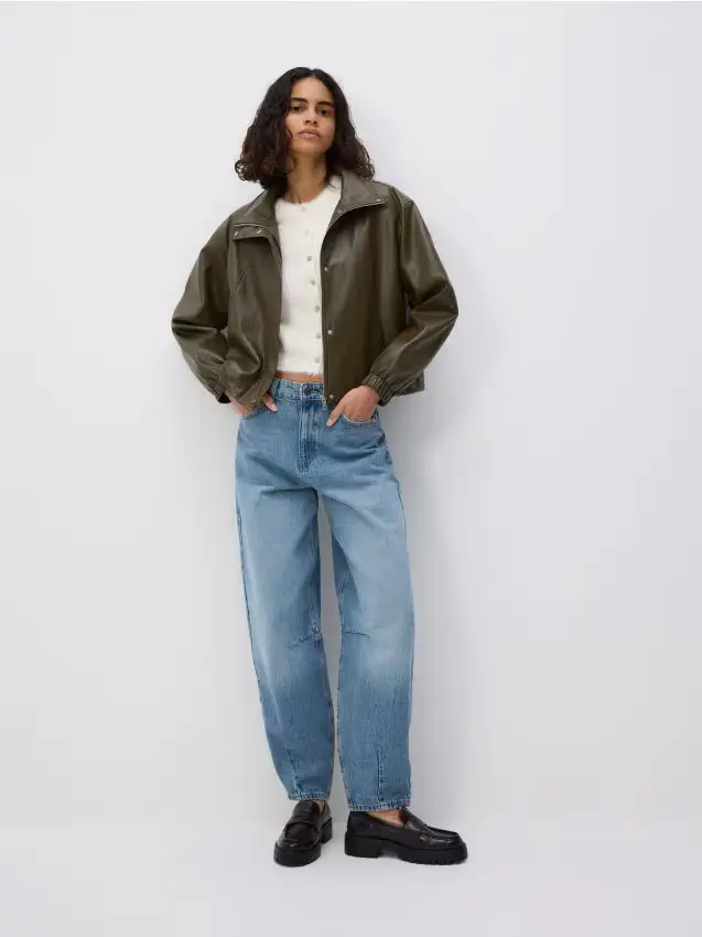 Giacca con colletto alto rigido - verde-marrone