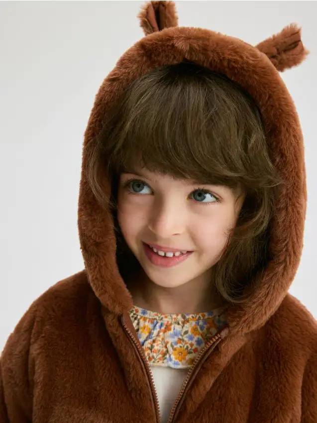 Giacca con fodera teddy morbida - marrone scuro