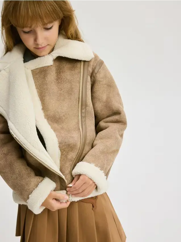 Giacca con imitazione montone - beige