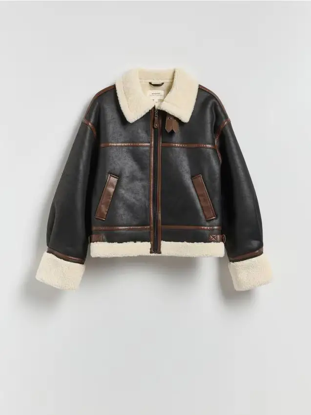 Giacca con imitazione montone - nero