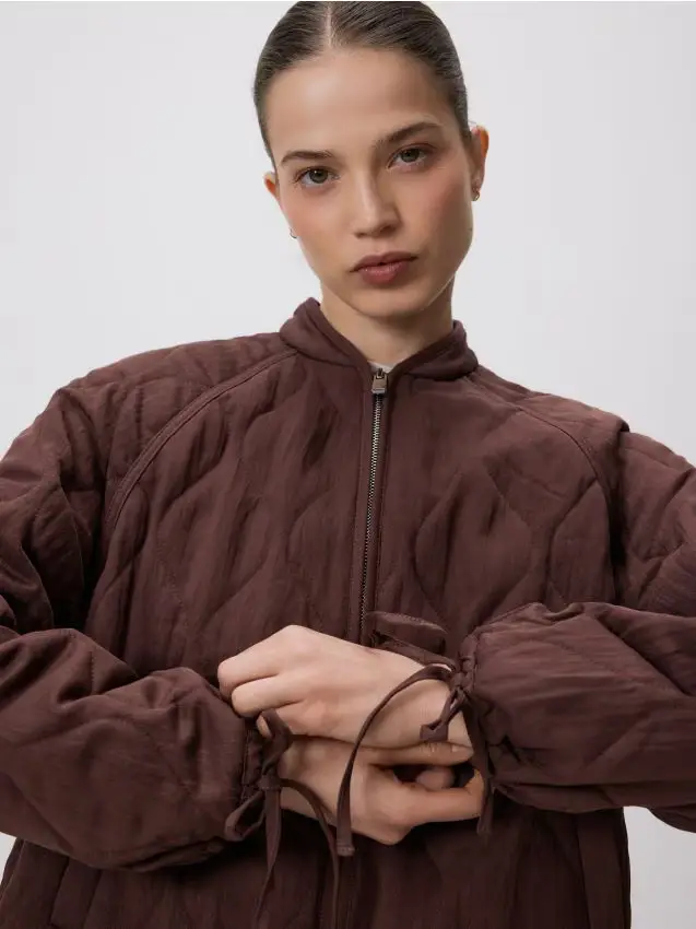 Giacca con lacci decorativi - marrone scuro