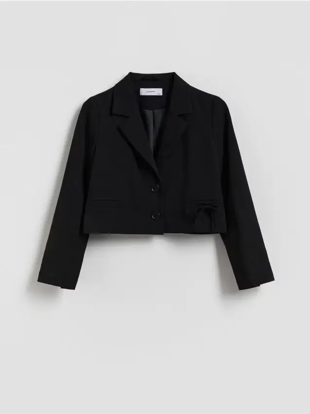 Giacca corta in misto viscosa - nero