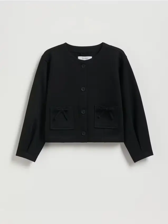 Giacca corta in viscosa - nero