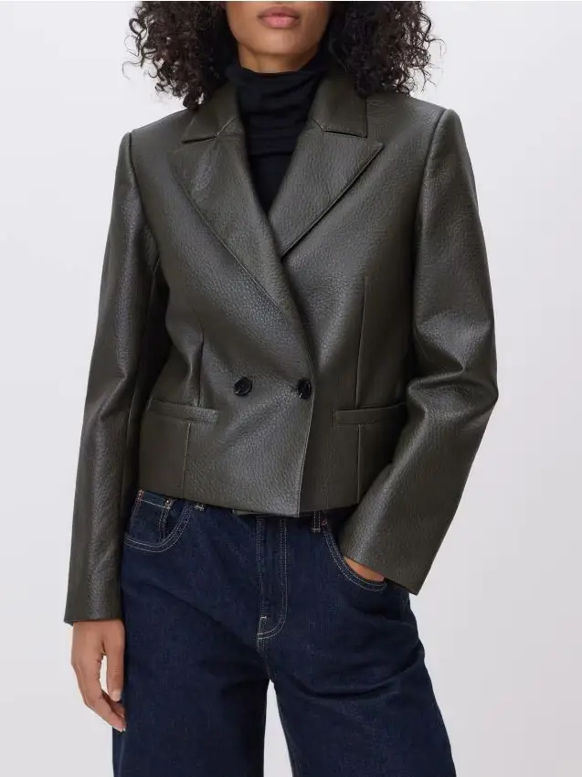 Giacca da completo in eco pelle - verde polveroso