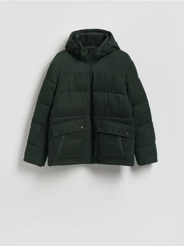 Giacca di velluto con cappuccio - verde scuro