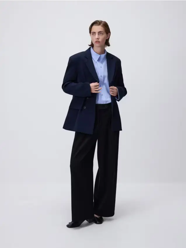 Giacca doppio petto oversize - blu scuro