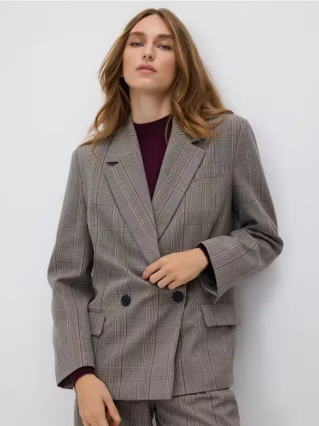 Giacca doppiopetto a quadri - multicolore