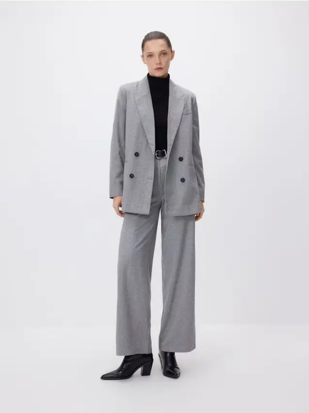 Giacca doppiopetto in spina di pesce - grigio scuro