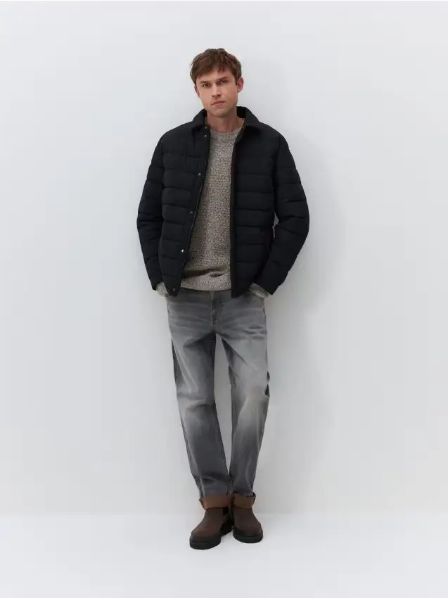 Giacca imbottita con colletto - antracite