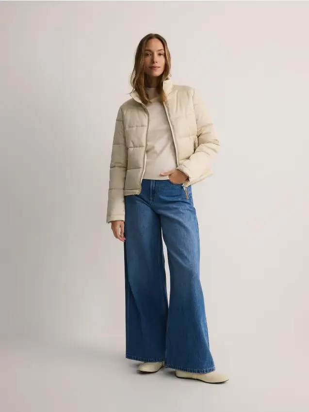 Giacca imbottita con colletto - panna