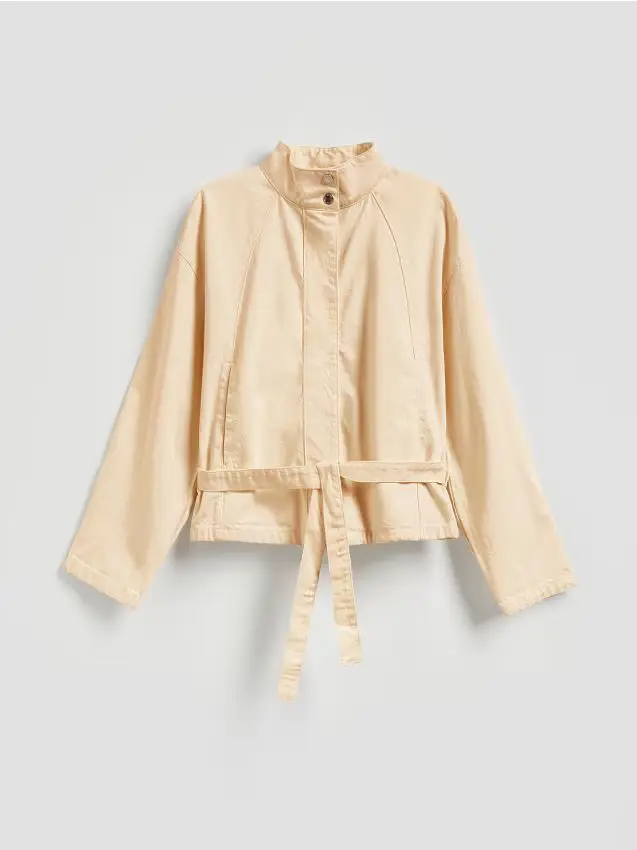 Giacca in cotone con cintura - giallo