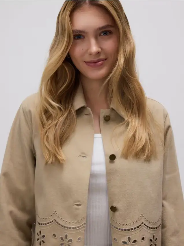 Giacca in cotone con motivo - beige