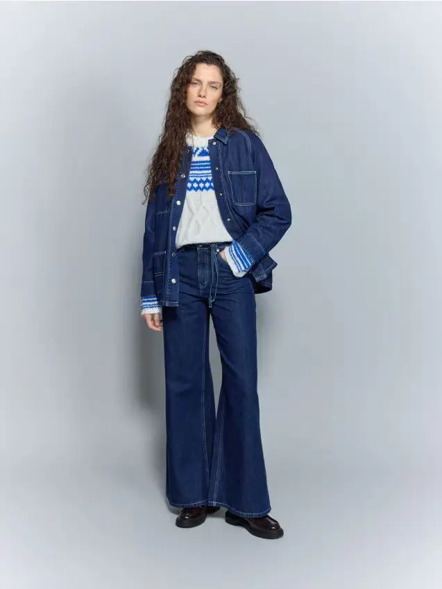 Giacca in denim con tasche - blu scuro