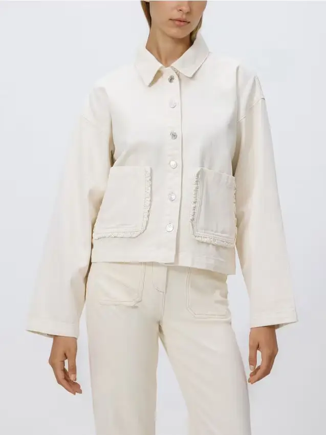 Giacca in denim con tasche - panna