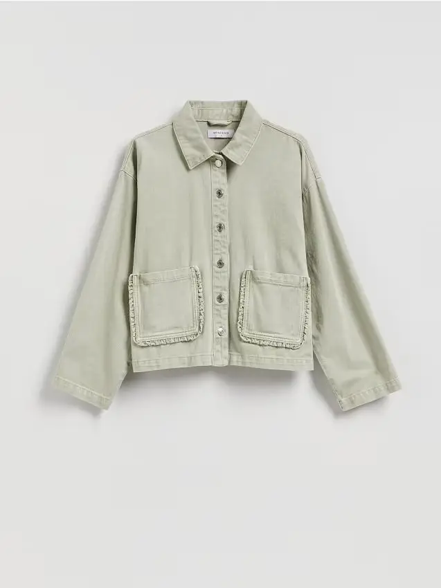 Giacca in denim con tasche - verde