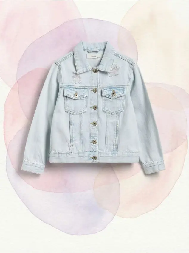 Giacca in denim effetto slavato - blu