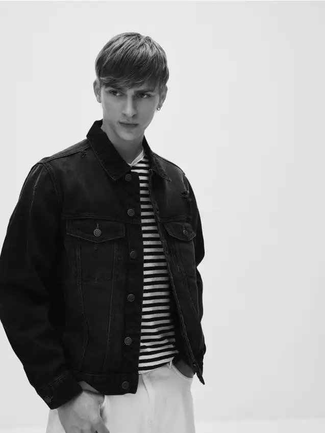 Giacca in denim effetto slavato - grigio