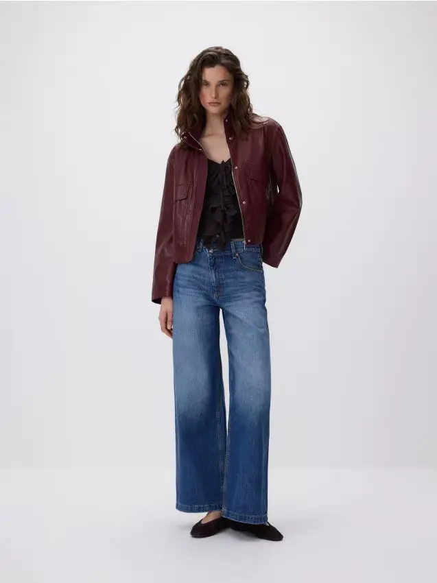 Giacca in ecopelle - bordeaux