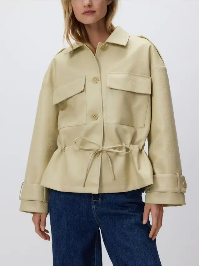 Giacca in ecopelle - giallo chiaro