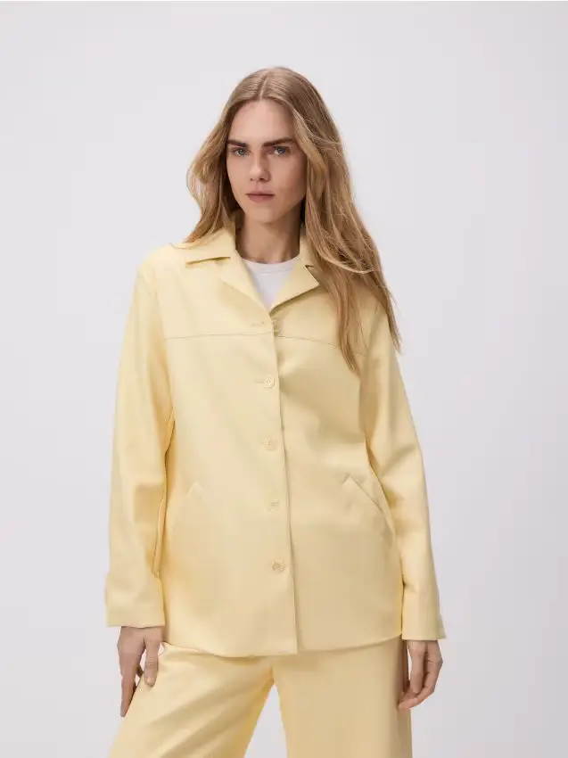 Giacca in ecopelle - giallo chiaro