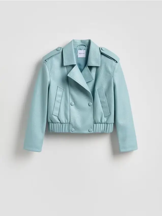 Giacca in ecopelle - turchese pallido