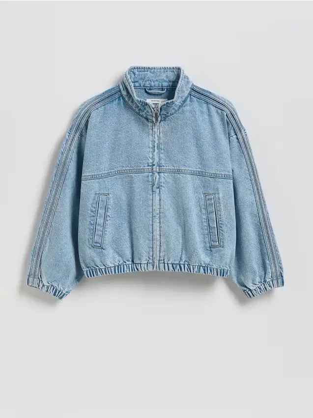 Giacca in jeans con collo rialzato - blu