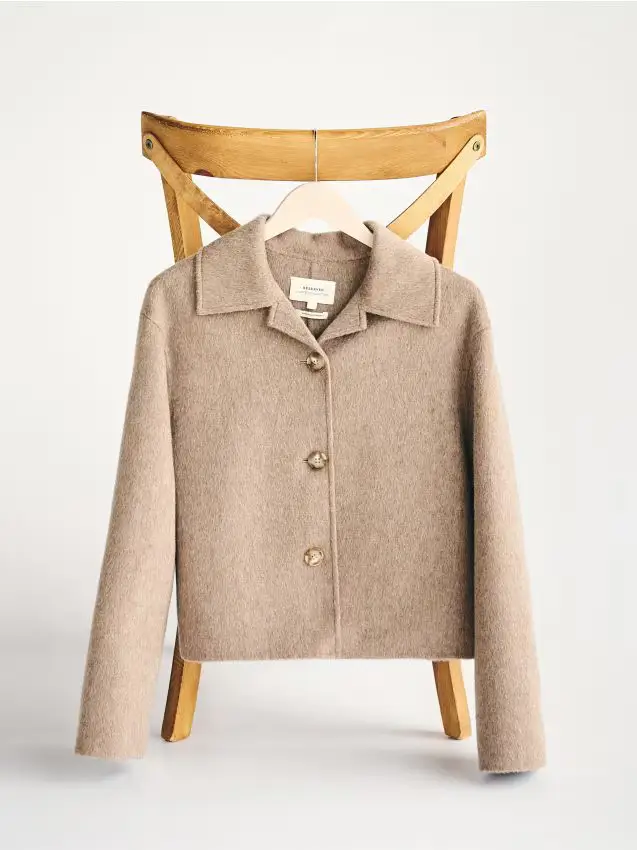 Giacca in lana fatta a mano - beige