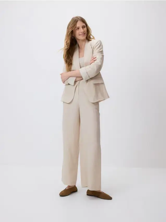 Giacca in lino misto viscosa - beige