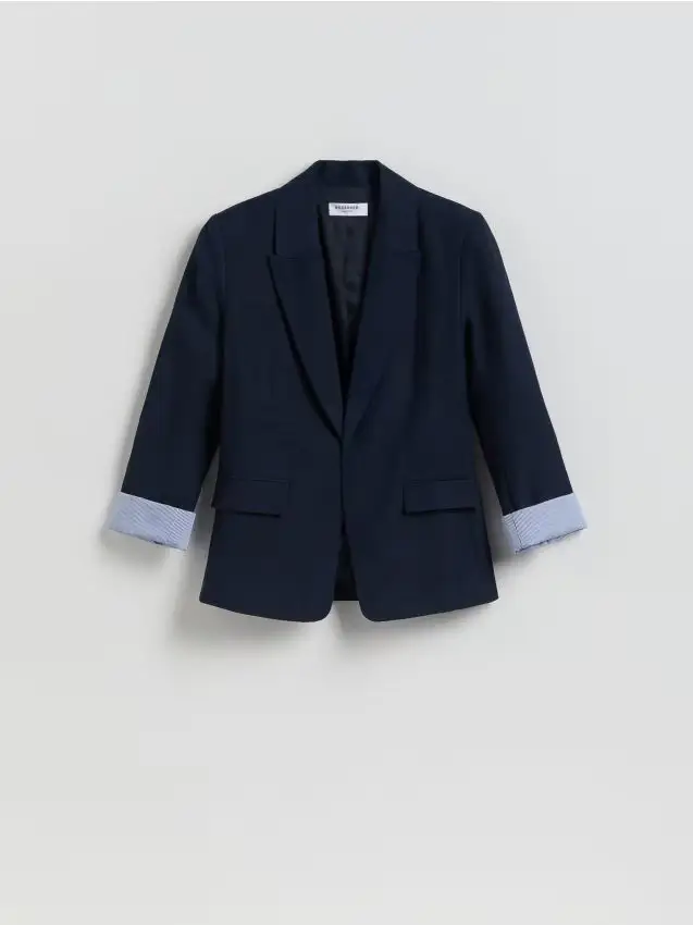 Giacca in lino misto viscosa - blu scuro