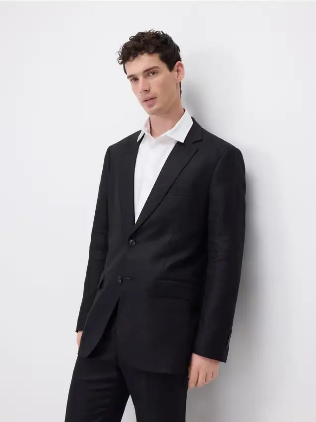 Giacca in lino slim fit - nero