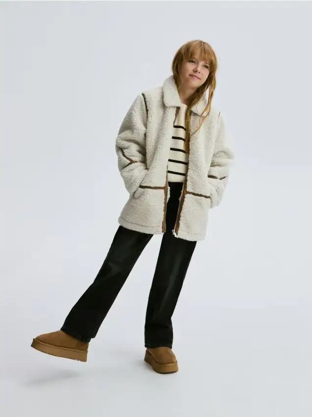 Giacca in montone sintetico - beige