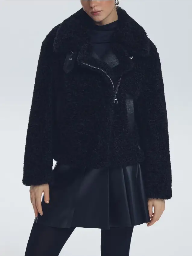 Giacca in montone sintetico - nero