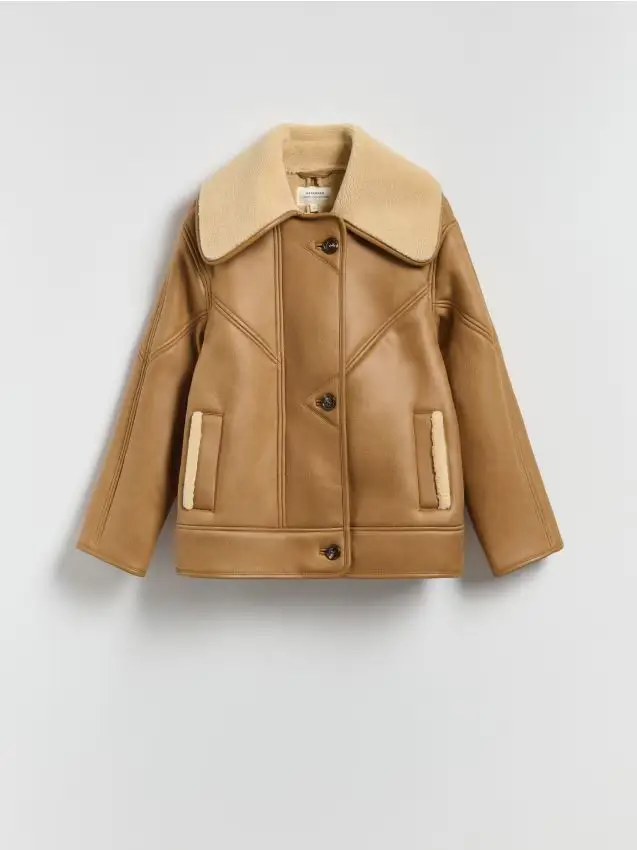 Giacca in pelle di pecora - caffè
