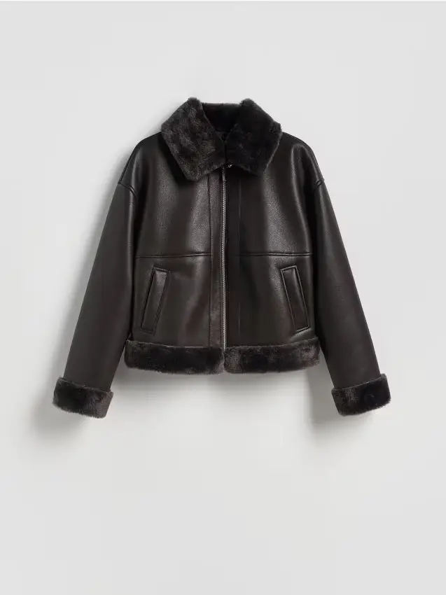 Giacca in pelle di pecora - marrone scuro
