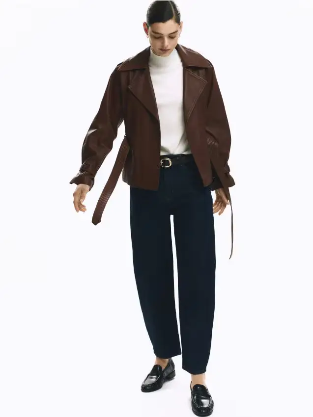 Giacca in pelle - marrone dorato