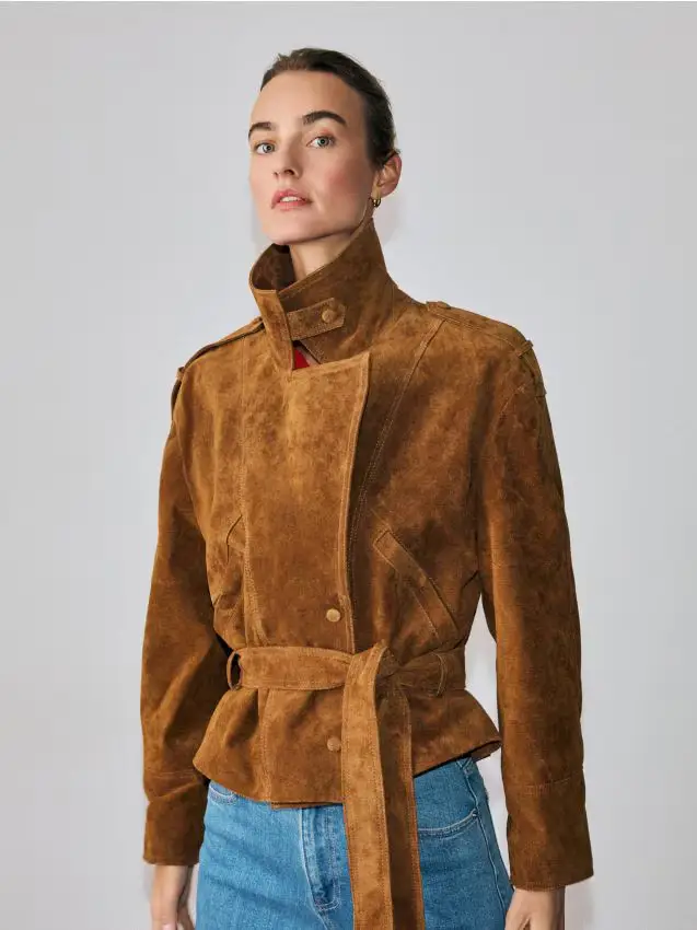 Giacca in pelle - marrone dorato